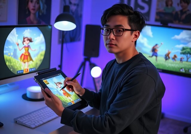 Developer working on game mechanics